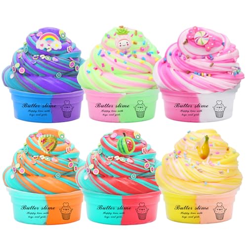 AMSLSIU 6 Stück duftende und Dehnbare Schlammspielzeug Geburtstagsgeschenke für Mädchen und Jungen, superweiche, Nicht klebrige ABS Butter Slimes Kits für Mädchen AMSLSIU 6 Stück duftende und Dehnbare Schlammspielzeug Geburtstagsgeschenke für Mädchen und Jungen, superweiche, Nicht klebrige ABS Butter Slimes Kits für Mädchen von AMSLSIU