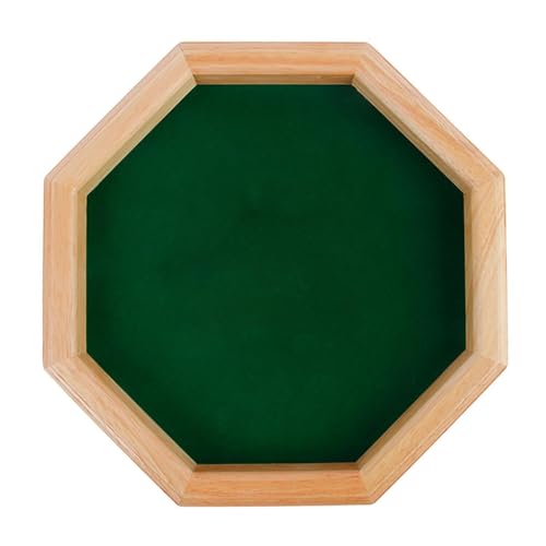 AMSLSIU Achteckiges hölzernes Würfeltablett Brettspiel für den Familienspielabend mit Würfel Rollbox von AMSLSIU