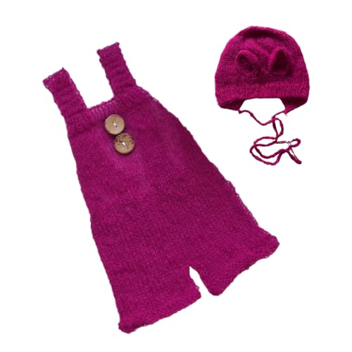 AMSLSIU Einfaches Design Baby Strickoverall Indoor Neugeborene Jungen Mädchen Bodysuit Kleidung Babyshower Party Fotografie Prop, Rot von AMSLSIU