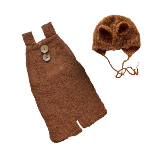 AMSLSIU Einfaches Design Baby Strickoverall Indoor Neugeborene Jungen Mädchen Bodysuit Kleidung Babyshower Party Fotografie Prop, Schokolade von AMSLSIU