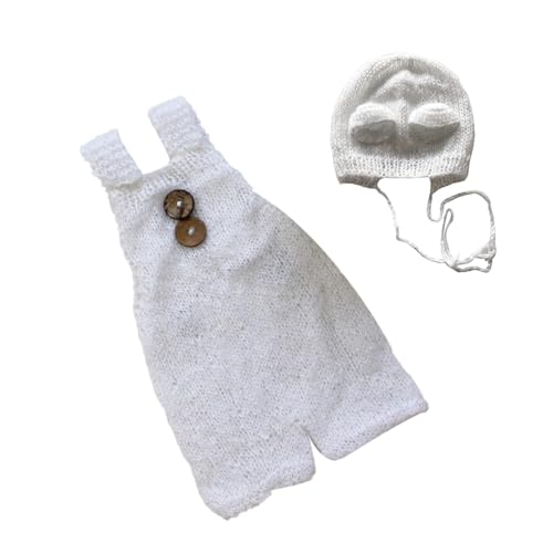AMSLSIU Einfaches Design Baby Strickoverall Indoor Neugeborene Jungen Mädchen Bodysuit Kleidung Babyshower Party Fotografie Prop, Weiß von AMSLSIU