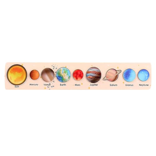 AMSLSIU Herzliche Eltern Kind Interaktion stärkt die Bindung durch spannende hölzerne Sonnensystem Puzzles, hölzerne Planetenspielzeuge, Typ D von AMSLSIU