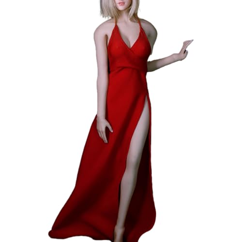 AMSLSIU Kleid Exquisite 1/6 Puppenkleidung Schöne Frauenfiguren Kleider Ausgezeichnete Damenkleidung Puppenabendtuch zum Dekorieren, rot von AMSLSIU