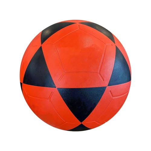 AMSLSIU Leicht zu handhabender Fußball der Größe 5 mit maschinengenähten Einsätzen aus PVC, Standard Trainingsfußball für Erwachsene, Schwarz Rot von AMSLSIU