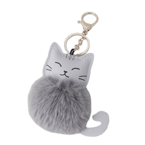 AMSLSIU Soft Touch Katzen Schlüsselanhänger, tragbar und bezaubernd, geeignet für viele Gelegenheiten, Schlüsselanhänger, Grau von AMSLSIU
