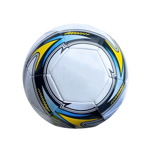 AMSLSIU Strapazierfähiger Fußball der Größe 5 für Jugendfußballübungen. Maschinengenähte PVC Einsätze für zusätzliche Haltbarkeit, Weiß Gelb 2.7 von AMSLSIU