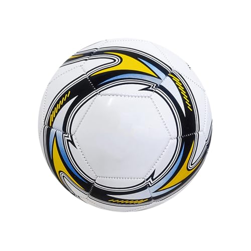 AMSLSIU Strapazierfähiger Fußball der Größe 5 für Jugendfußballübungen. Maschinengenähte PVC Einsätze für zusätzliche Haltbarkeit, Weiß Gelb von AMSLSIU