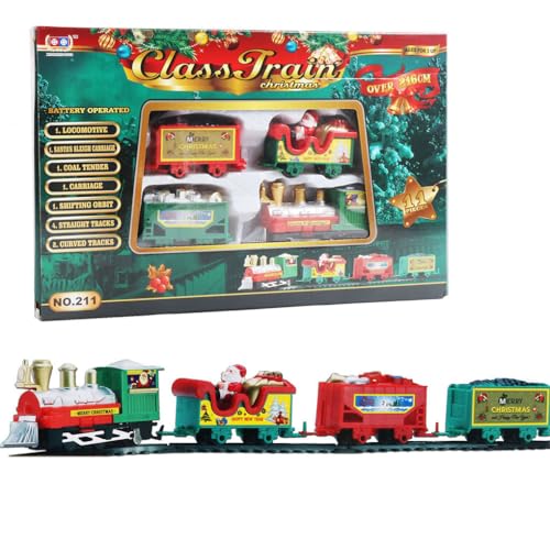 AMSLSIU Weihnachtszug Set, einfache Montage, Eisenbahnschienen, Miniatur, realistisch, pädagogisches elektrisches Spielzeug, Party, Kinder, Weihnachtsdekorationen von AMSLSIU