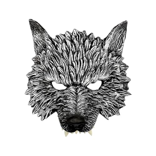 AMSLSIU Wolf Maske, Halloween, Cosplay, Maskerade, Tiermasken, stechen hervor und stechen aus der Menge, PU Maske, Cosplay und andere Aktivitäten, Silber AMSLSIU Wolf Maske, Halloween, Cosplay, Maskerade, Tiermasken, stechen hervor und stechen aus der Menge, PU Maske, Cosplay und andere Aktivitäten, Silber von AMSLSIU