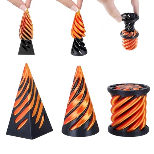 3D-Druck Spiral Cone Fidget Toy (3pcs), Mini Vortex Thread Illusion, Combination Rotating Pyramid Statue for Desktop Decoration, Skulptur Stress Relief Desktop Dekorationen Spielzeug von AMSNINK