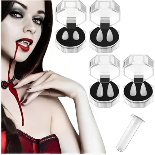 5 Stücke Vampir Fangs Kit, 4 Größen Custom Vampire Zähne Gefälschte Zahnersatz Mit 1 Rohr Pellets Klebstoff, Vampir Zähne, Vampirzähne, Für Cosplay,Requisiten,Halloween, Dämon, Hexe Party Requisiten 5 Stücke Vampir Fangs Kit, 4 Größen Custom Vampire Zähne Gefälschte Zahnersatz Mit 1 Rohr Pellets Klebstoff, Vampir Zähne, Vampirzähne, Für Cosplay,Requisiten,Halloween, Dämon, Hexe Party Requisiten von AMSNINK