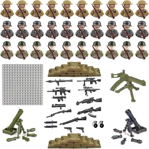 AMSNINK 82 Mini Figures Military Kit, 30 Stück Mini Figures Mit 42 Stück Geschütze, EIN Maschinengewehr, 2 Kanonen, 2 Sandbeutel, Ww2 Soldaten,Waffen Militär Set Für Figuren, Toy Soldiers Ww2 AMSNINK 82 Mini Figures Military Kit, 30 Stück Mini Figures Mit 42 Stück Geschütze, EIN Maschinengewehr, 2 Kanonen, 2 Sandbeutel, Ww2 Soldaten,Waffen Militär Set Für Figuren, Toy Soldiers Ww2 von AMSNINK