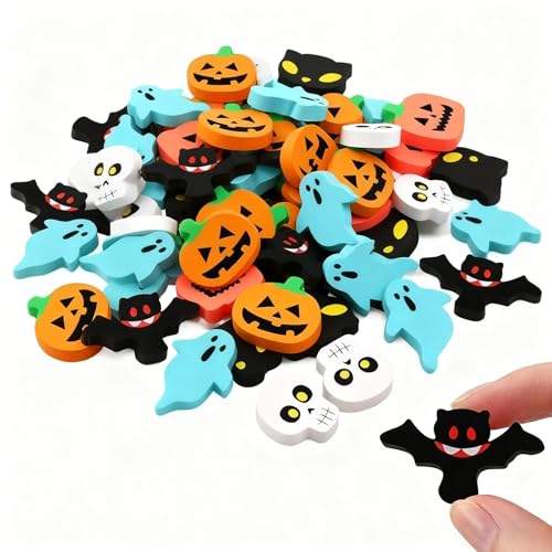 AMSNINK Halloween Mitgebsel Kinder, 80 Stück Radiergummi Set mit Halloween Motiven, Ideal für Kindergeburtstage und Partys, Süße Geschenke für Jungen und Mädchen von AMSNINK