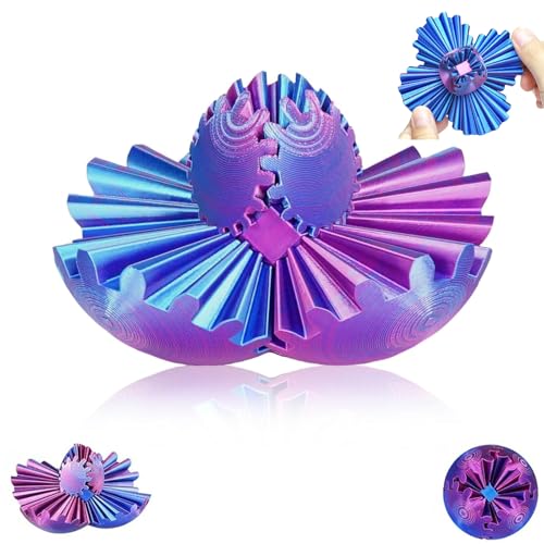Gear Ball 3D gedrucktes Fidget Spielzeug, Drehbare Zahnradkugel für Stressabbau und Konzentration – Perfektes Schreibtischspielzeug für Erwachsene und Kinder(Durchmesser: 8 cm) von AMSNINK