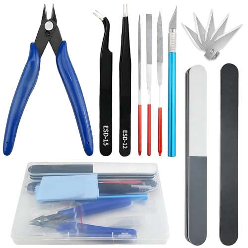 AMSNINK 15 Stück Model Tools Kit für Modellbauer, Modellbau Werkzeug Set, Modellbau Zubehör, Grundwerkzeuge, Kit Für Gebäude, Autos, Flugzeuge, Modellbau, Reparatur Und Befestigung AMSNINK 15 Stück Model Tools Kit für Modellbauer, Modellbau Werkzeug Set, Modellbau Zubehör, Grundwerkzeuge, Kit Für Gebäude, Autos, Flugzeuge, Modellbau, Reparatur Und Befestigung von AMSNINK