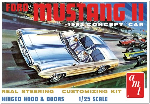 AMT - 1/25 1963 Ford Mustang II Concept Car - Plastikmodellbausatz, Weiss/Opulenter Garten AMT - 1/25 1963 Ford Mustang II Concept Car - Plastikmodellbausatz, Weiss/Opulenter Garten von AMT