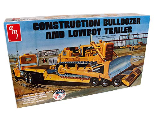 AMT Lowboy Anhänger & Bulldozer Combo Maßstab 1:25 Modellbausatz (AMT1218), schwarz von AMT
