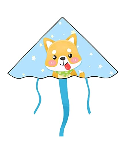 AMULONG Kites, Blue Puppy Triangle Kite Mit Schwanz, Riesiger Drachen Mit Drachenschnur Für Anfänger, Einfach Zu Fliegen Lugdrachen(150m String) von AMULONG