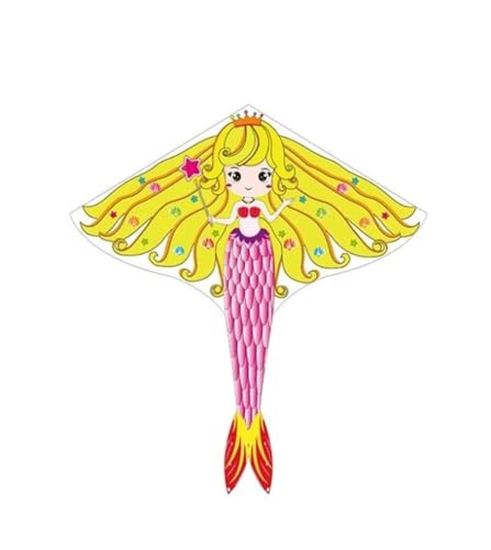 AMULONG Kites, Mermaid-Drachen Leicht zu fliegen Strand Drachen for Außenparkspielzeug Einzelzeile Kites Best Kite for Anfänger Lugdrachen(400cm Kite String) von AMULONG