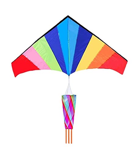 AMULONG Kites, Regenbogendrachen Mit Drachenschnur Für Anfänger Extrem Einfach Zu Fliegender Drachen Mit Schwanz Für Strandausflüge Lugdrachen(100m String) von AMULONG