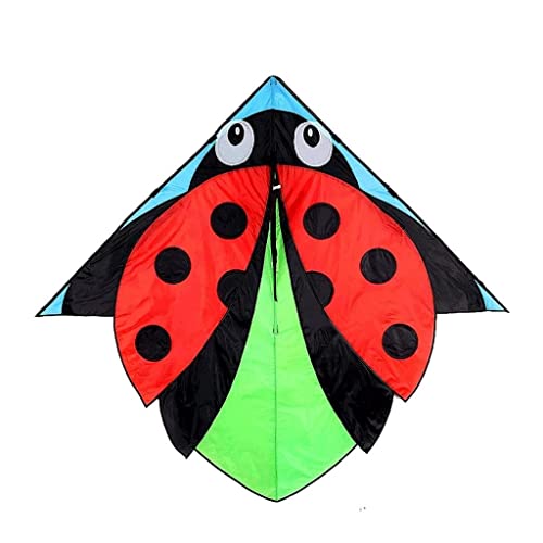AMULONG Kites, Riesiger Drachen In Marienkäferform Mit Drachenschnur Und Drachenrolle, Anfängerdrachen, Einfach Zu Fliegender Roter Outdoor-Drachen Lugdrachen(100m Line) von AMULONG