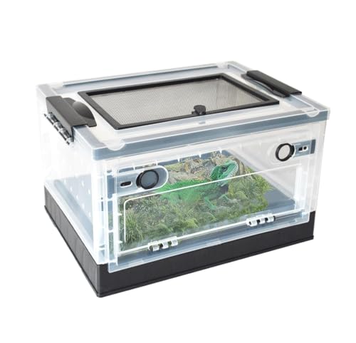AMULONG Zuchtbox, Transport, Reptilien-Futterbox, Zuchtgehege, Käfige, Amphibien-Lebensraum Futterkoffer(Black,55cm) von AMULONG