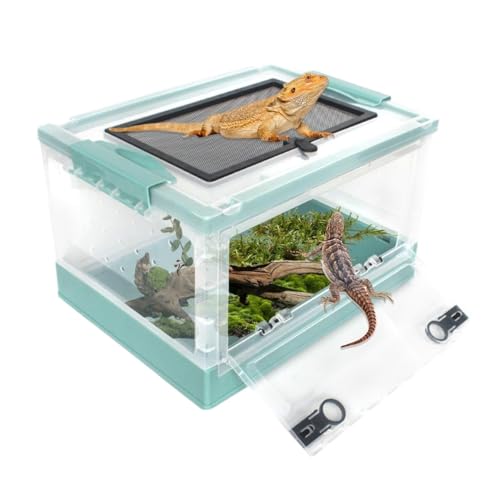 AMULONG Zuchtbox, Transport, Reptilien-Futterbox, Zuchtgehege, Käfige, Amphibien-Lebensraum Futterkoffer(Blue,39.5cm) von AMULONG