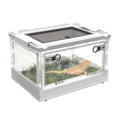AMULONG Zuchtbox, Transport, Reptilien-Futterbox, Zuchtgehege, Käfige, Amphibien-Lebensraum Futterkoffer(White,39.5cm) von AMULONG