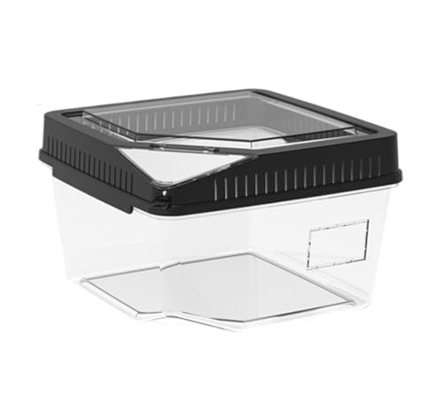 AMULONG Zuchtbox, Transport, Reptilienkäfig Aus Acryl, Transparentes Gehäuse, Reptilienzuchtbox Futterkoffer(Black,18x11x15.5cm) von AMULONG
