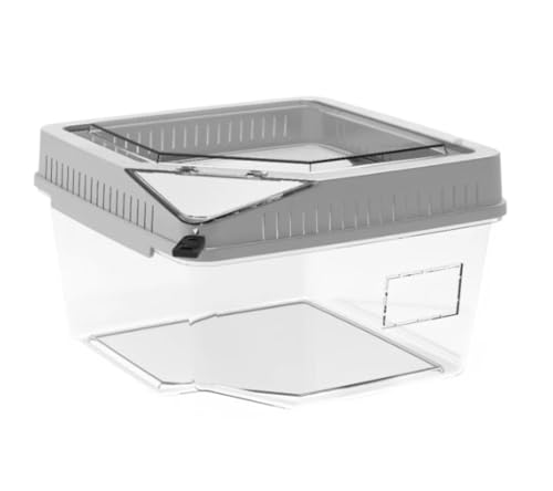 AMULONG Zuchtbox, Transport, Reptilienkäfig Aus Acryl, Transparentes Gehäuse, Reptilienzuchtbox Futterkoffer(White,18x11x15.5cm) von AMULONG