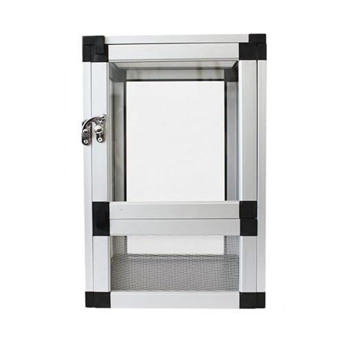 Zuchtbox, Transport, Reptilien-Lebensraum-Bildschirm, Fütterungskäfig, Insektenbox, Aluminium Futterkoffer(Silver) von AMULONG