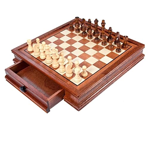AMYSTY Schach Set Schachspiel Magnetisches Schachspiel, Tragbares Reise-Schachspielbrett-Set, Holzbrett Und Aufbewahrungsset, 2 Zusätzliche Königinnen Schach Schachbrett (Size : 41x41x8cm) von AMYSTY