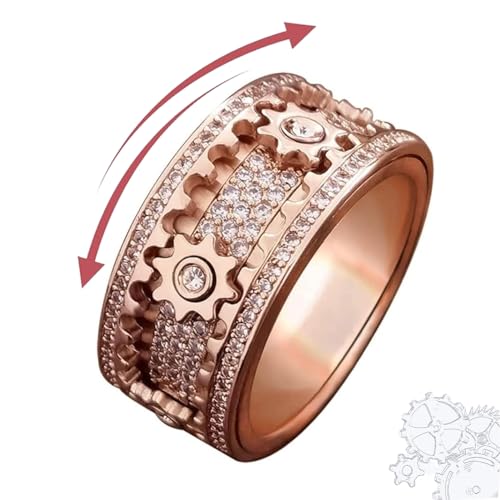 AMZCOM Spinner Ringe für Damen Herren, Zappelband Fingerring Anti Stress Ring Drehbar Anti-Angst Ring Fidget Toy für Meditation Stressabbau mit Geschenkebox von AMZCOM
