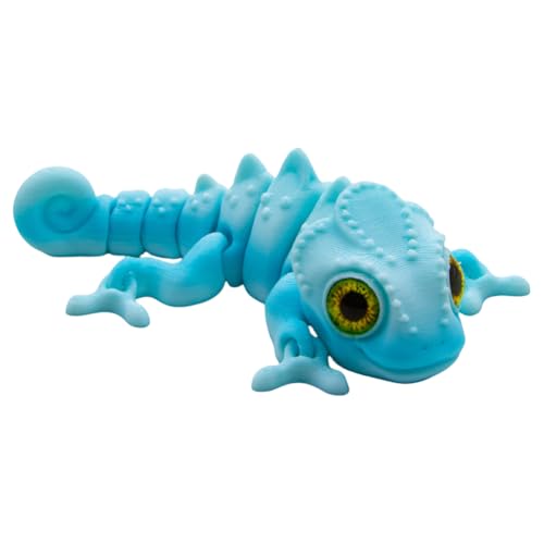 AMZLORD 3D -Druckchamäleon -Figur Tier Spielzeug artikulierter Chamäleon -Modell (blau weiß) von AMZLORD