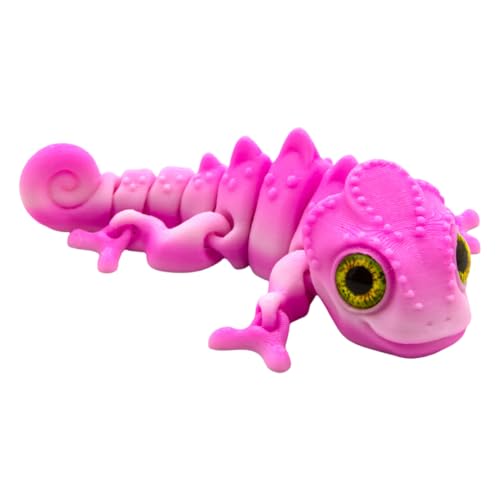 AMZLORD 3D -Druckchamäleon -Figur Tierspielzeug artikulierter Chamäleon -Modell (Pink White) von AMZLORD