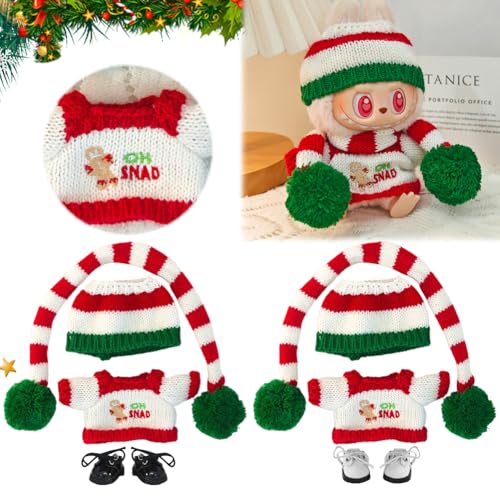AMZLORD Mini Plüschpuppe Kleidung for Labubu -Weihnachtsflecken (Schwarze Schuhe) von AMZLORD