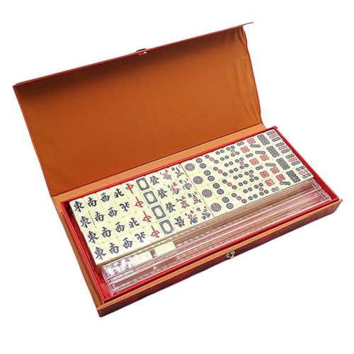 AMZLORD Mini-Reise-Mahjong-Set, chinesisches Mahjong-Set, 146 Spielsteine ​​for Party, Zuhause, 20-mm-Mahjong-Spielsteine, Set mit 2 Würfeln, 4 Ständern und Tragetasche for Reisen, Familie, von AMZLORD