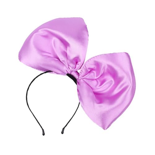AMateschitz Ohren Maus Bow Haarschmuck Mouse Ear Kopfschmuck Spitze Kaninchenohren Stirnband Glitte Schleifen Haarband Hase Ohren Spitze Headband für Party Cosplay Ostern Hellviolette Schleife 16*22cm von AMateschitz