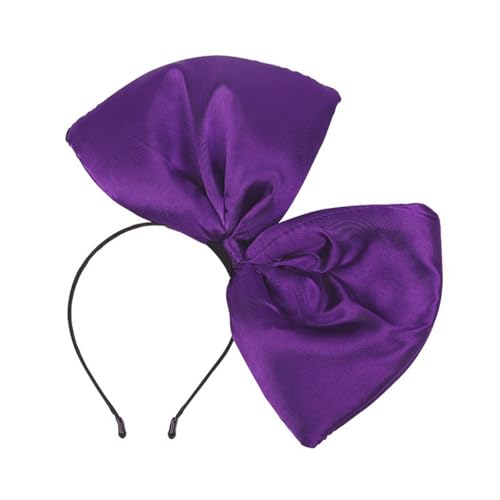 AMateschitz Ohren Maus Bow Haarschmuck Mouse Ear Kopfschmuck Spitze Kaninchenohren Stirnband Glitte Schleifen Haarband Hase Ohren Spitze Headband für Party Cosplay Ostern Lila Schleife 16 * 22cm von AMateschitz