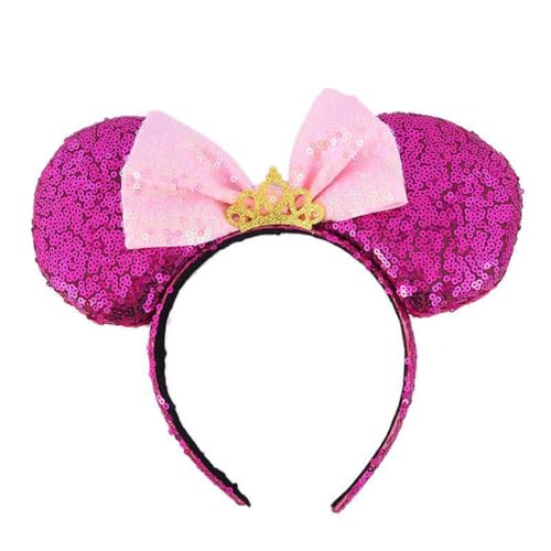 AMateschitz Ohren Maus Bow Haarschmuck Mouse Ear Kopfschmuck Spitze Kaninchenohren Stirnband Glitte Schleifen Haarband Hase Ohren Spitze Headband für Party Cosplay Ostern Mickey 16 * 22cm von AMateschitz