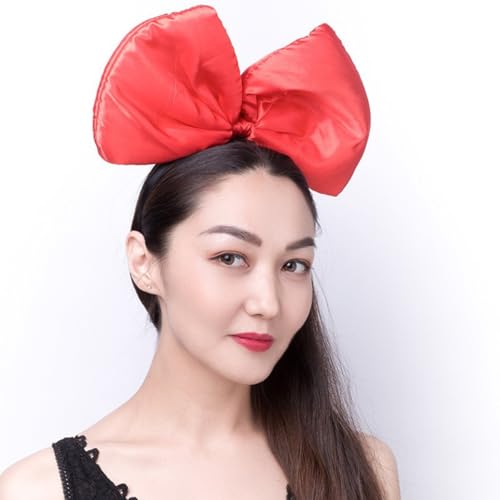 AMateschitz Ohren Maus Bow Haarschmuck Mouse Ear Kopfschmuck Spitze Kaninchenohren Stirnband Glitte Schleifen Haarband Hase Ohren Spitze Headband für Party Cosplay Ostern Rot Schleife 16 * 22cm von AMateschitz