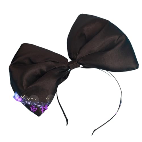 AMateschitz Ohren Maus Bow Haarschmuck Mouse Ear Kopfschmuck Spitze Kaninchenohren Stirnband Glitte Schleifen Haarband Hase Ohren Spitze Headband für Party Cosplay Ostern Schwarz Schleife 16 * 22cm von AMateschitz