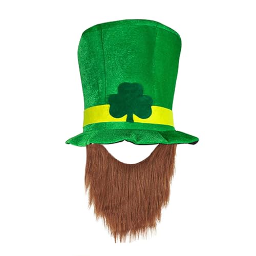 AMhomely Irischer Hut, Kleeblatt-Hut mit Bart St. Patrick's Day, Glückshut, runder Bowler-Hut, grüner Kleeblatt-Hut, Kappen, breite Krempe, Eimerhut, Urlaub, Festival, Kostüm, Kopfbedeckung, Braun AMhomely Irischer Hut, Kleeblatt-Hut mit Bart St. Patrick's Day, Glückshut, runder Bowler-Hut, grüner Kleeblatt-Hut, Kappen, breite Krempe, Eimerhut, Urlaub, Festival, Kostüm, Kopfbedeckung, Braun von AMhomely