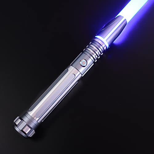 ANASABER Duellierendes Lichtschwert, Motion Control Laserschwert Für Erwachsene, Smooth Swing Lightsaber Mit 10 Tonfonts, RGB 12 Farben Wechselbar, Metallgriff , Für Halloween Cosplay Party, S9, Grau… von ANASABER