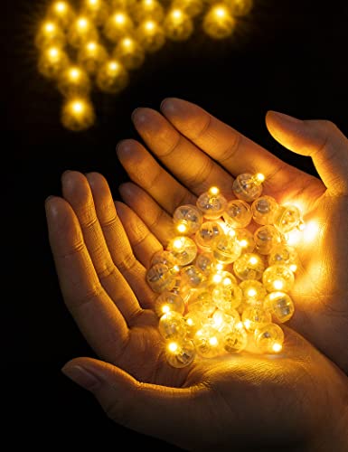 ANBET 50 Stück LED Ballons Lichter Runde Mini Bunte Ballonlichter für Party Halloween Weihnachten Karneval Bar Klub Geburtstag Hochzeit Deko Lichter (warm) von ANBET