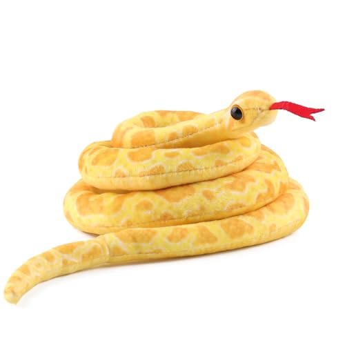ANBOOR 110 cm Schlangen Stofftiere, Realistische Tierschlangeplüschspielzeug Langem Gefüllter Schlange, Lebensechter Schlangenspielzeug für Kinder als Party -Streich -Requisiten (gelb) von ANBOOR