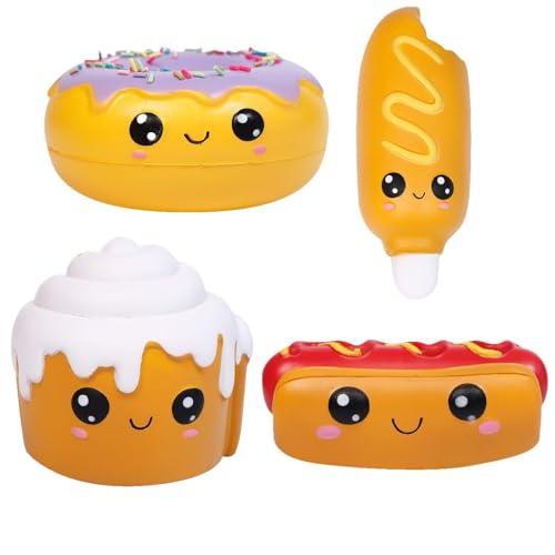 ANBOOR 4 Stück Squishies Hot Dog Kuchen Brot Donut Kawaii duftend weich langsam steigend Squeeze Stressabbau Kinder Spielzeug ANBOOR 4 Stück Squishies Hot Dog Kuchen Brot Donut Kawaii duftend weich langsam steigend Squeeze Stressabbau Kinder Spielzeug von ANBOOR