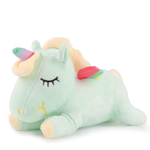 ANBOOR Einhorn Stofftier Spielzeug Kawaii Weiches Einhorn Pferd Plüsch Überwurfkissen für Kinder Mädchen Jungen Geburtstag Partygeschenke (30cm, grün) von ANBOOR