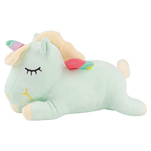 ANBOOR Regenbogen-Einhorn-Stofftier, weiches Einhorn, Pferd, Plüsch für Kinder, Mädchen, Jungen, Geburtstag, Valentinstag, Ostern, Geschenke, Partygeschenke, Überwurfkissen (40cm, grün) von ANBOOR