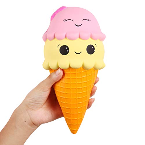 ANBOOR Squishies Smiley-Eiscreme Groß Langsam Steigend Squeeze Spielzeug Slow Rising Antistress Squishies Spielzeug für Kinder (Bunt, 12,5*10,5*21,5cm, 1pcs) von ANBOOR